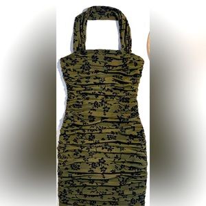 New Cute Olive Green BodyCon dress. Hugs your curves. Halter Dress